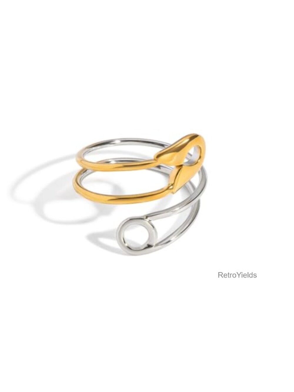 Stainless Steel Safety Pin Stacking Wrap Band Ring Adjustable Open Knuckle